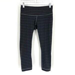 Lululemon Wunder Under Crop 21" Black Stripe Size 6